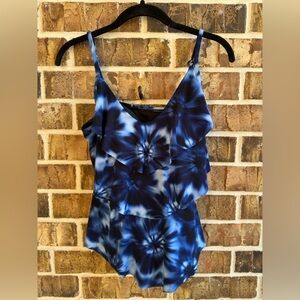 Aqua Green Navy and Black Swimsuit